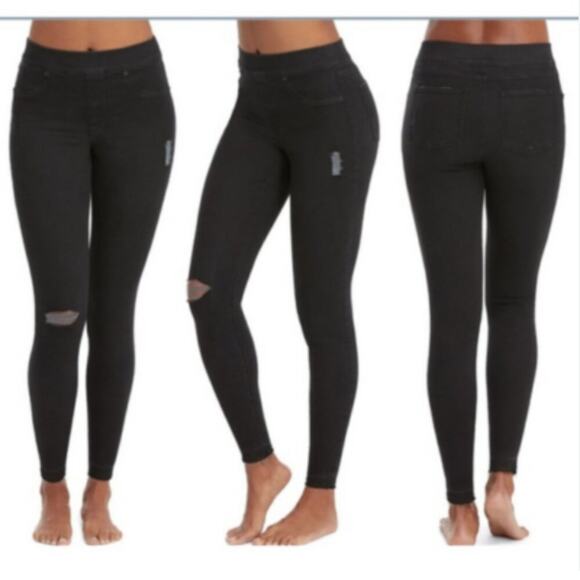 Spanx Vintage Black Distressed Ankle Stretch Skinny Jeans Size M - Picture 1 of 8